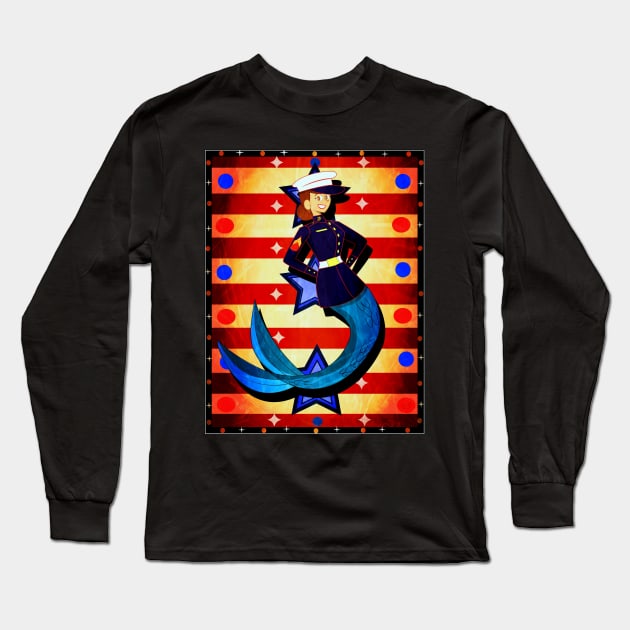 Marine Mermaid Long Sleeve T-Shirt by Fad-Artwork